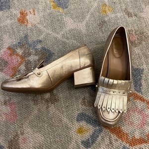 Heeled Gold Loafers